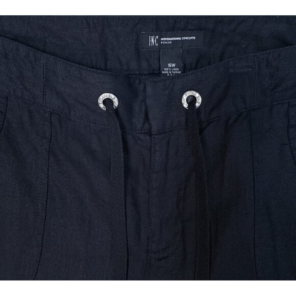 *INC International Concepts Linen Pant Womens 16W Black Summer Coastal Resort - Picture 6 of 6